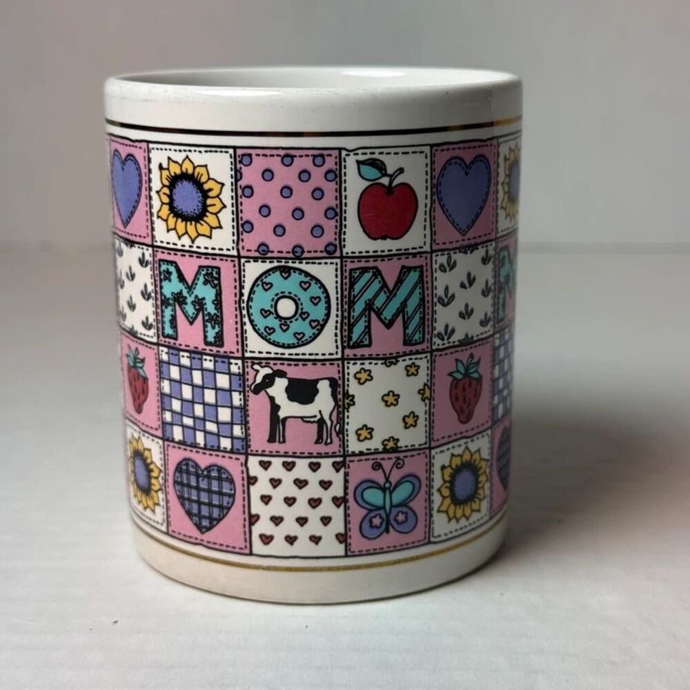 Vintage J.i.i  country Cottage Patchwork Mom Coffee mug